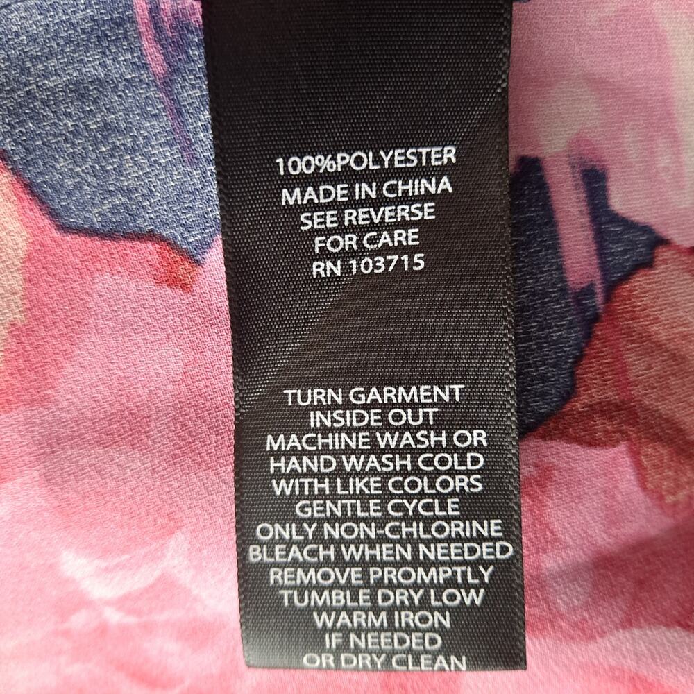 NWT Nicole Miller Floral Dress Collared Midi Faux Wrap Pink Navy Womens Size 6 - Picture 15 of 15